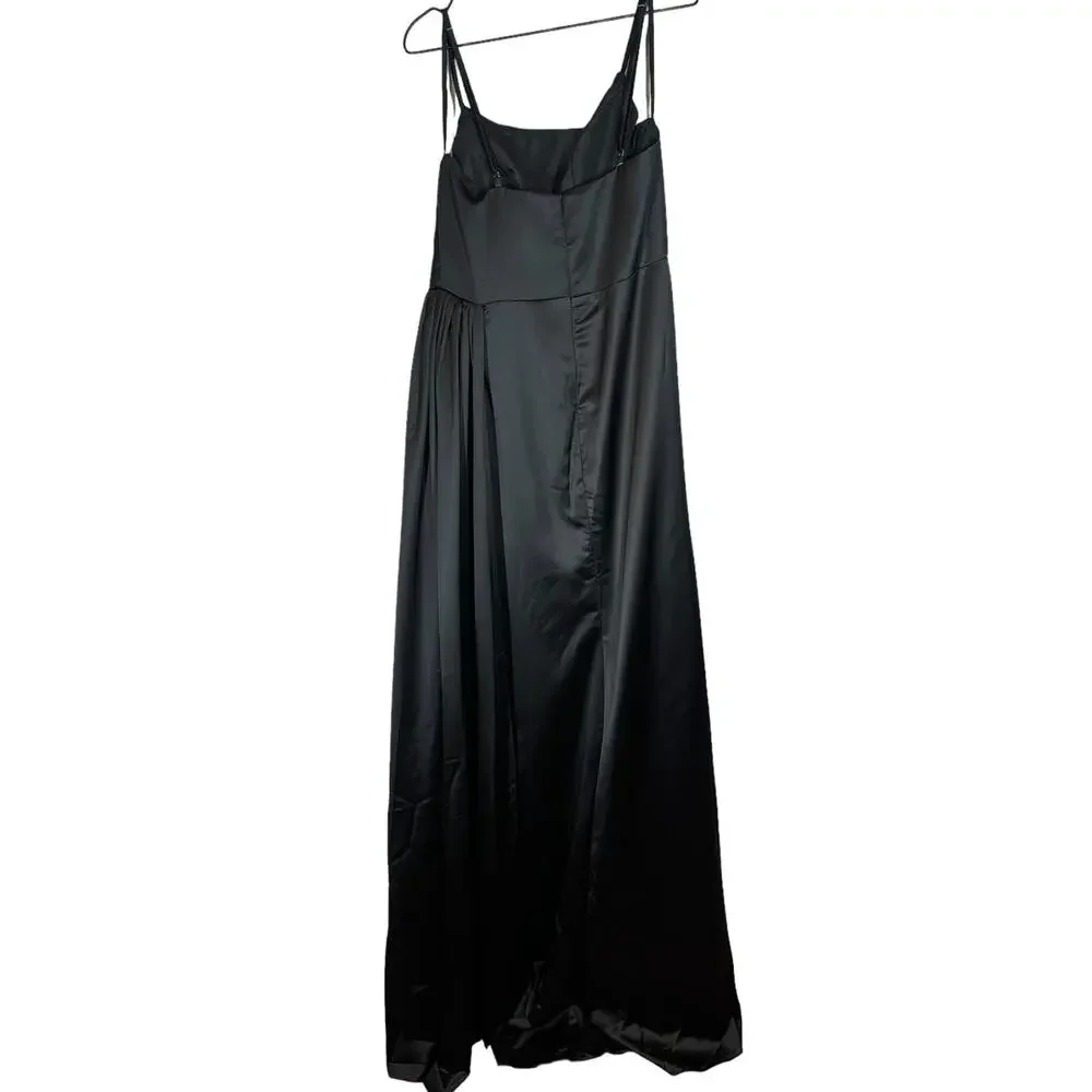 NWT Chicsew Sexy Soft Satin Side Slit Spaghetti‎ Straps Maxi Bridesmaid Dress 14